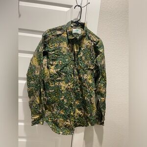 Vintage Bushlan South Texas cotton made in USA button front Camo shirt Sz Large